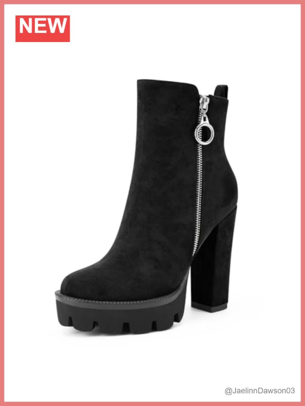 Suede Platform Ankle Boots Chunky Heel Lug Sole Booties for Women